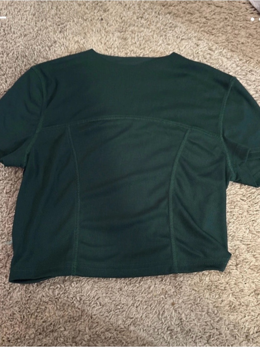 SHEIN Dark Green Short Sleeve Seam-Detail Top